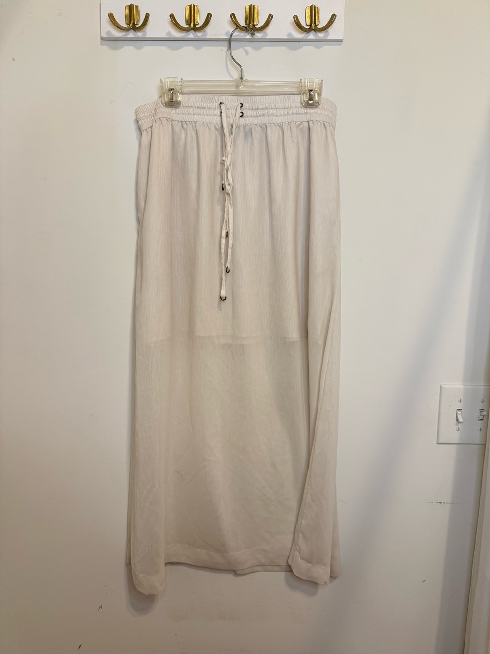 Kenneth Cole New York Light Cream Drawstring Maxi Skirt